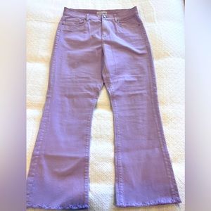 LOFT frayed high rise kick crop jeans